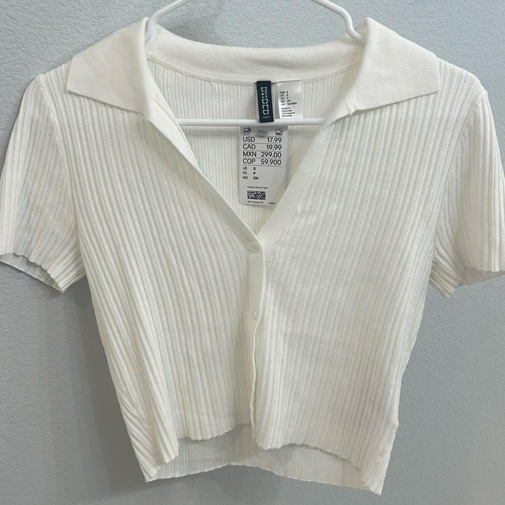Divided Cropped White Button Up